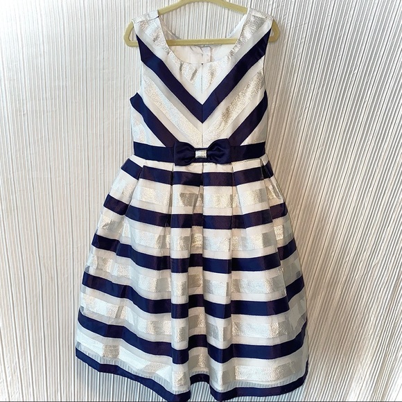 Robe Fille Jona Michelle 3T Navy Et Blanc à Pois - Occasion Très Bon état - Manches Courtes